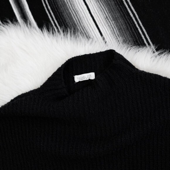 Rachel Zoe Sweater Sz L Black Textured Mockneck Bubble Long Sleeve - Picture 4 of 7